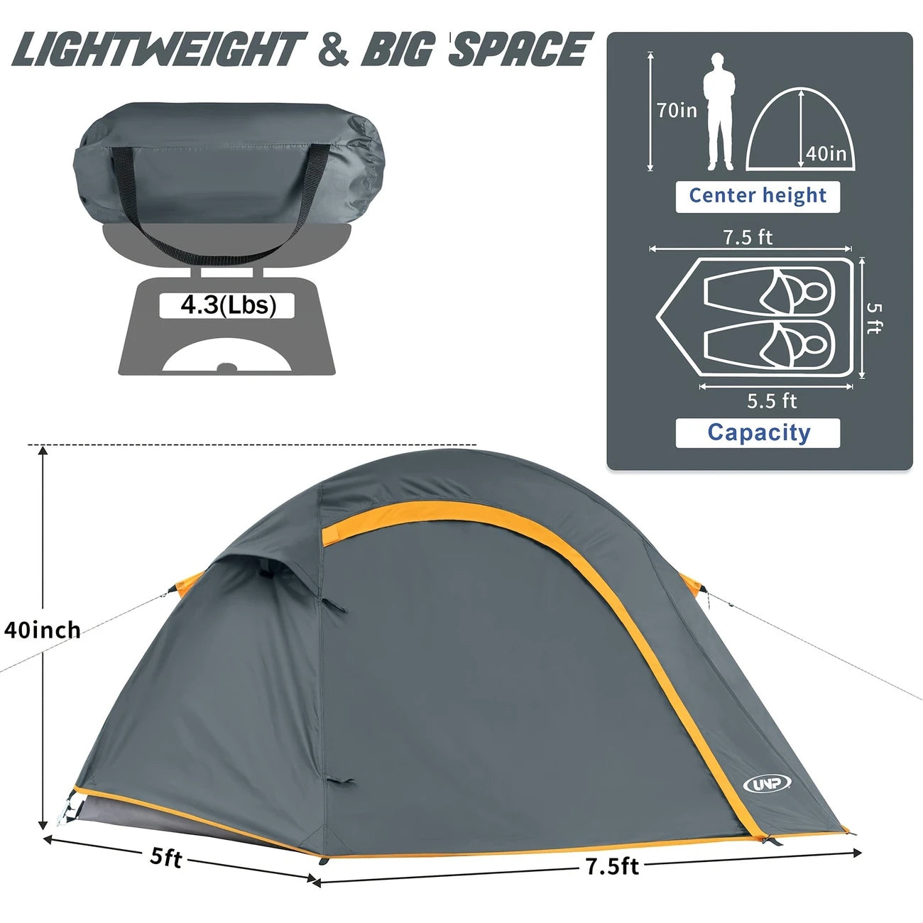 2-Person Lightweight Waterproof Camping Tent – Easy Setup