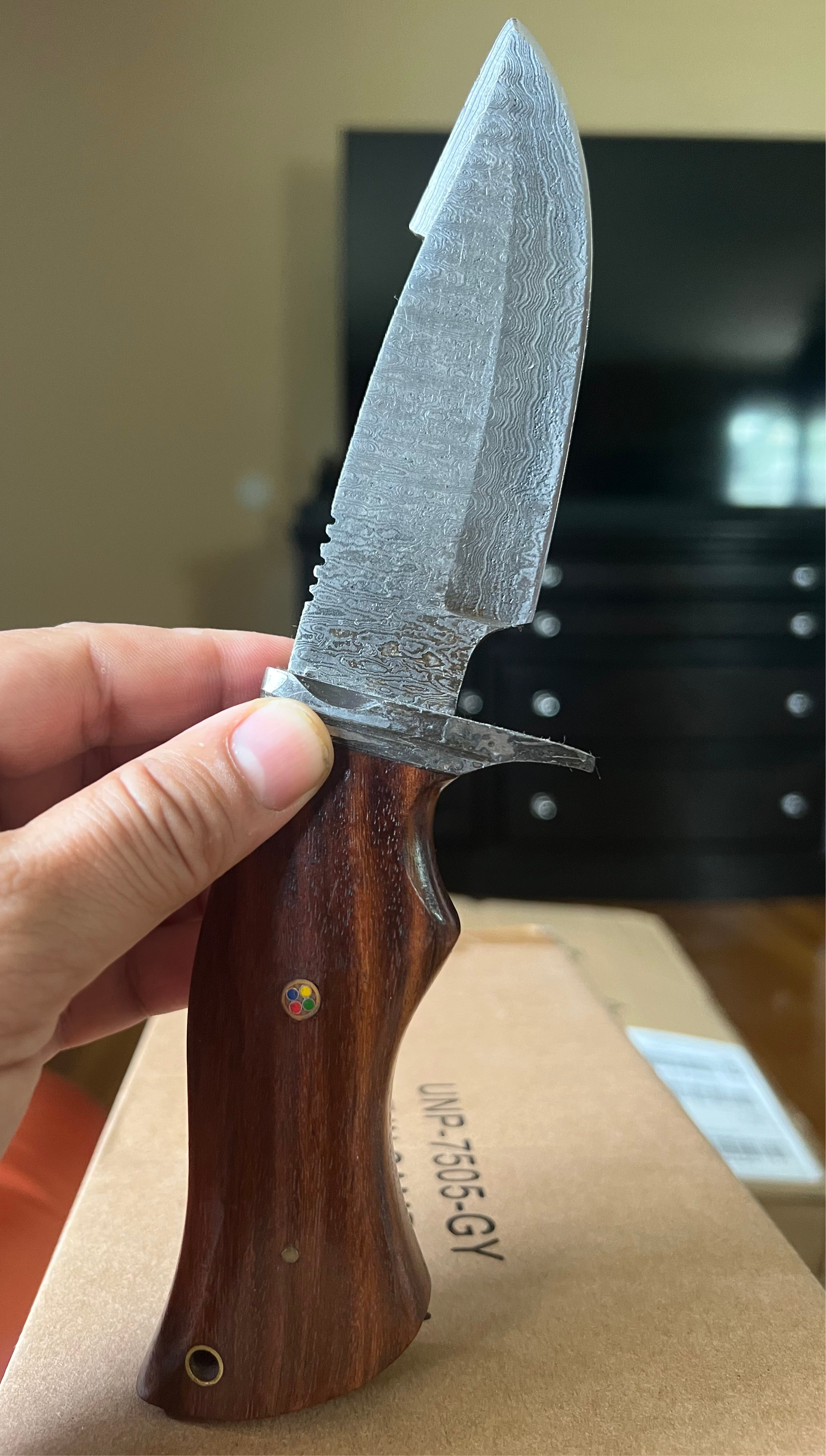 Damascus Steel Blade with a Visible Wavy Pattern