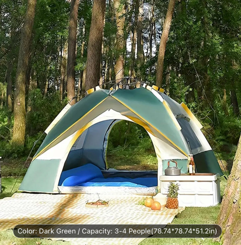 Compact Pop-Up Tent 3–4 People – Waterproof & Sun Protected