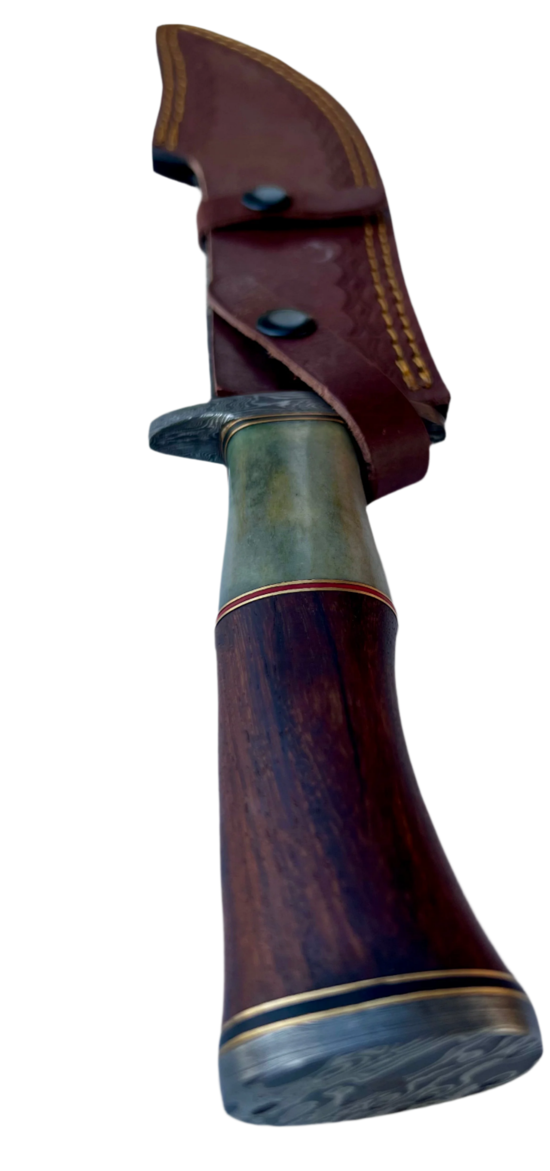 Damascus Bowie Knife – Full Tang with Wood & Bone Handle