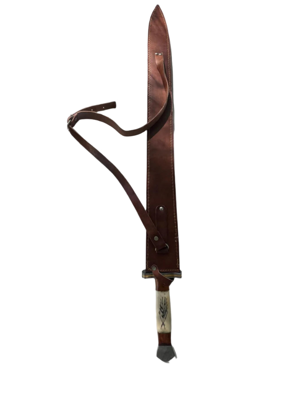 Damascus Fixed Blade Knife | Antler & Rosewood Handle + Sheath