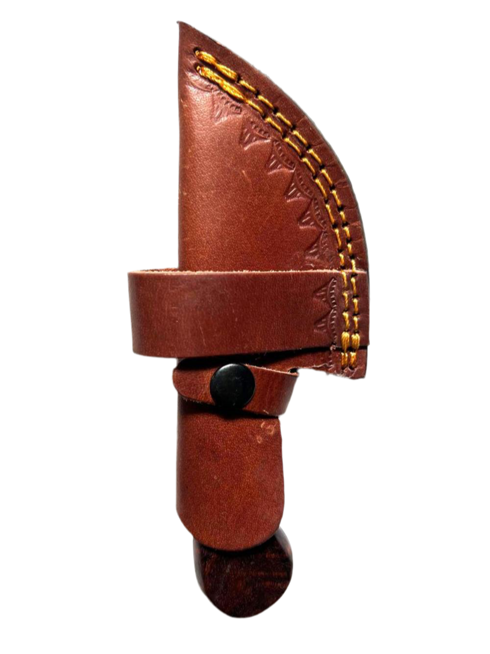 Damascus Gut Hook Knife – Bone & Wood Handle with Leather Sheath