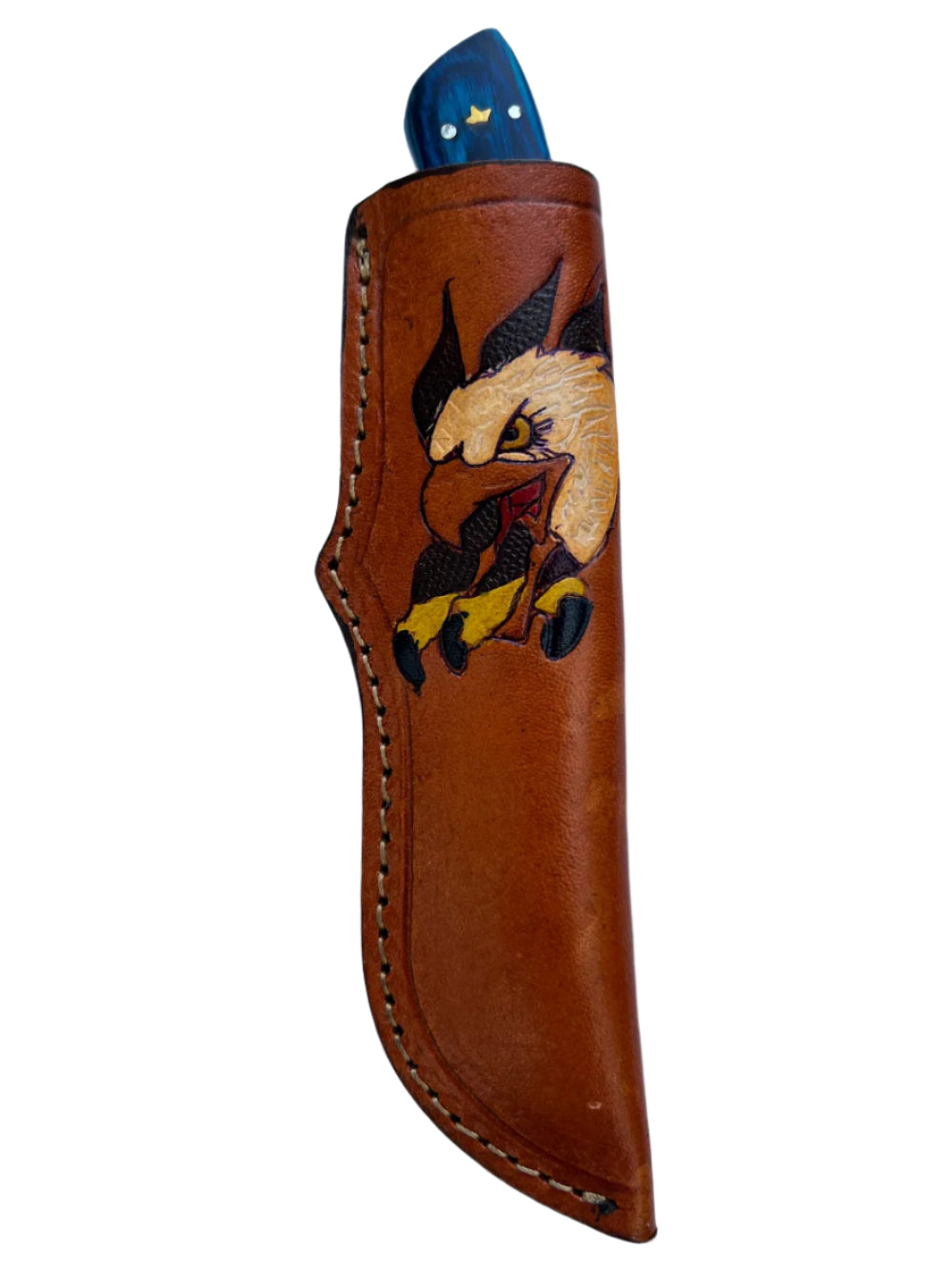 Damascus Knife with Eagle Blade Cutout & Patriotic Handle