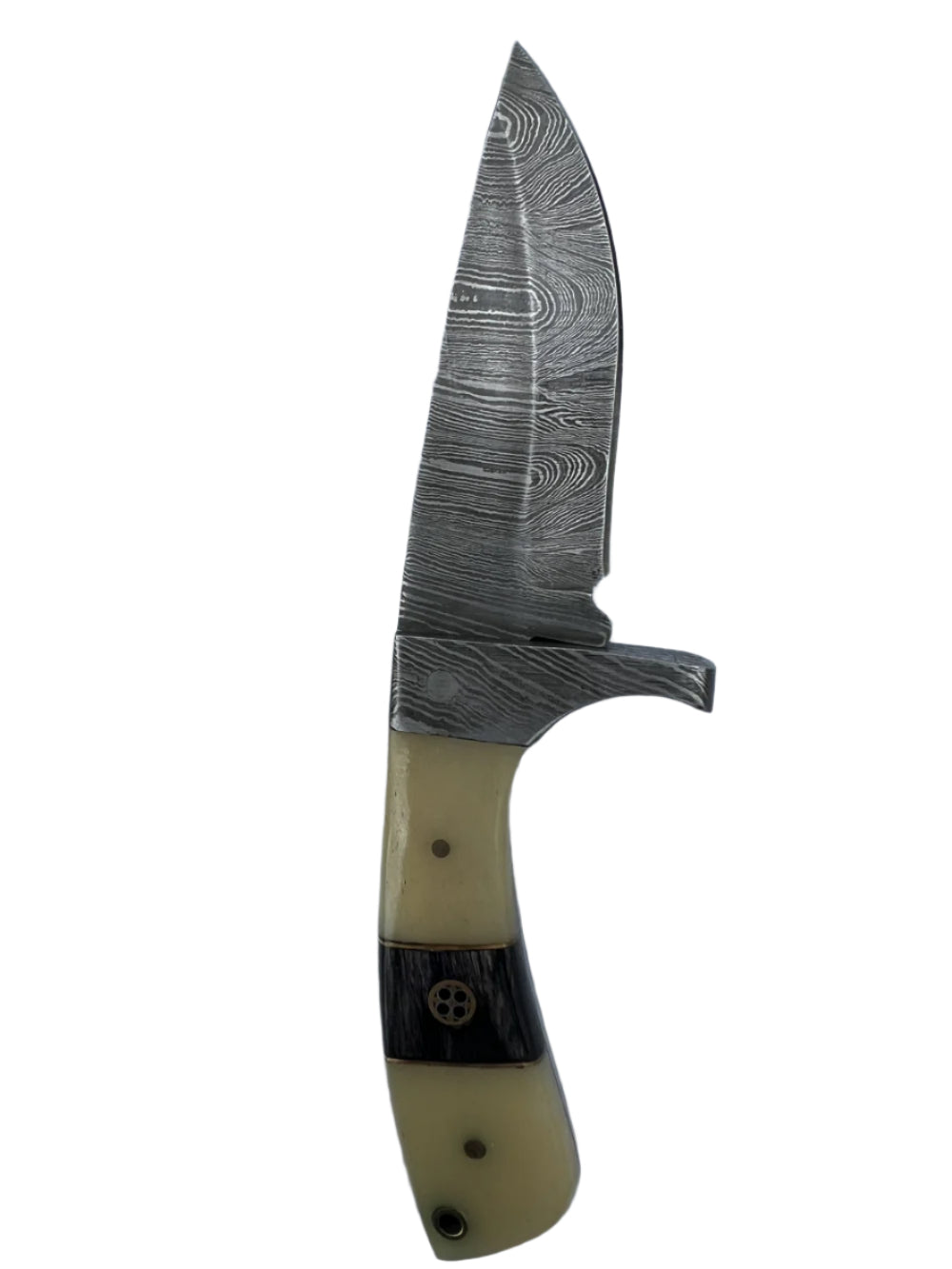 Damascus Steel Hunting Knife with Bone Handle – Precision Cutting Tool