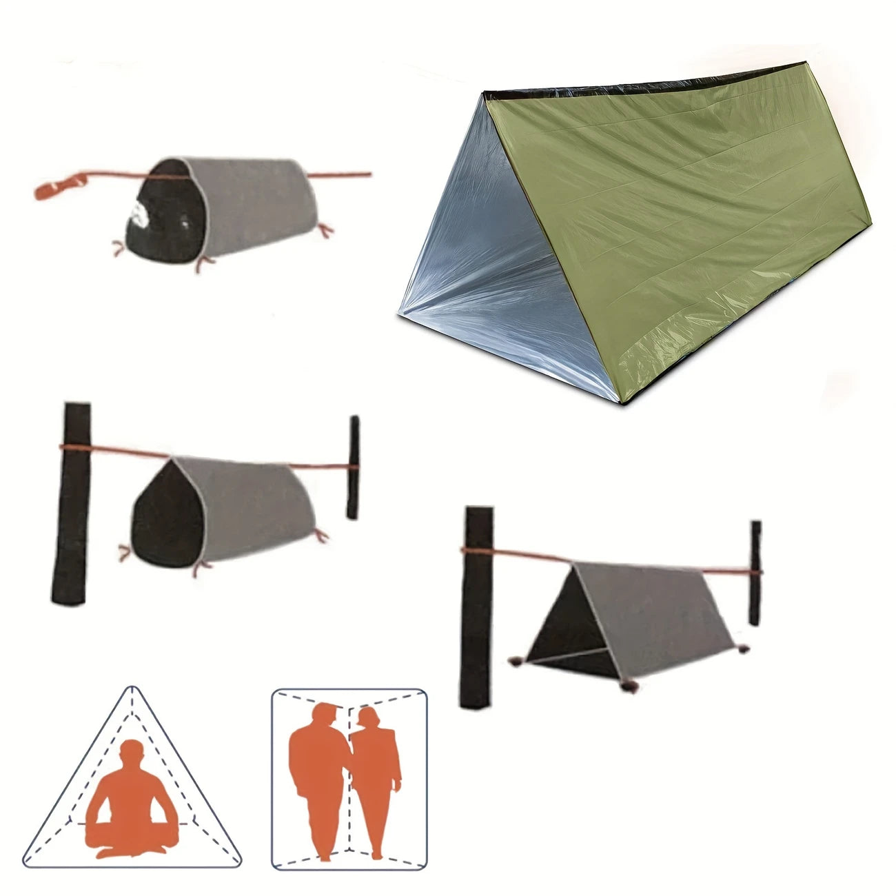 Emergency Mylar Survival Tent – Compact Shelter for 2 Adults