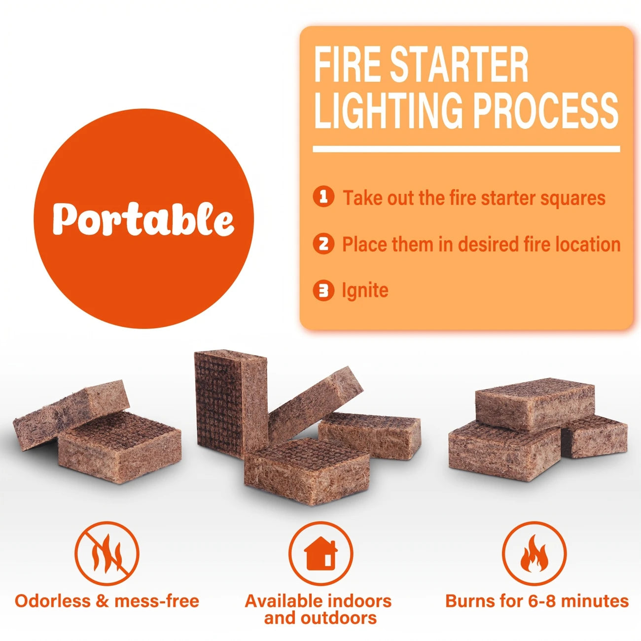 Fire Starter Cubes – 30 & 64 Combo Pack for BBQ, Stove & Fireplace