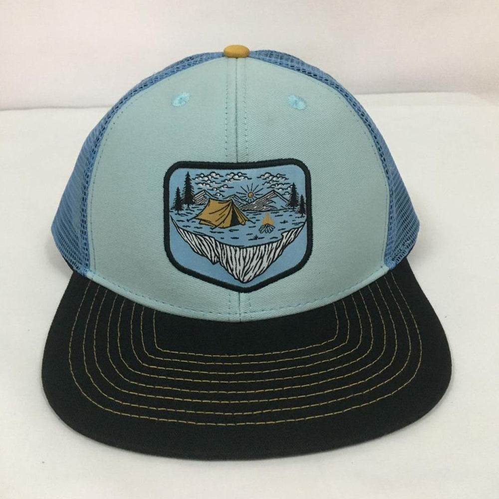 Floating Island Camping Trucker Hat – Outdoor Adventure Snapback"