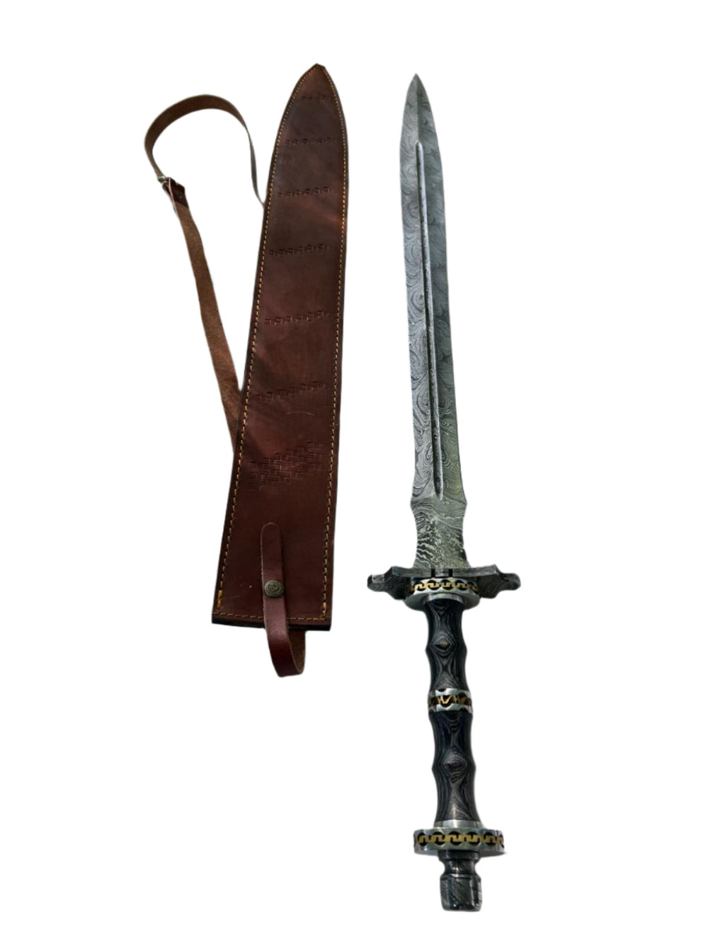 Hand-Forged Damascus Outdoor Tool | Blackwood Handle + Sheath