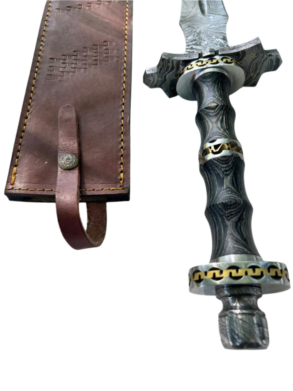 Hand-Forged Damascus Outdoor Tool | Blackwood Handle + Sheath