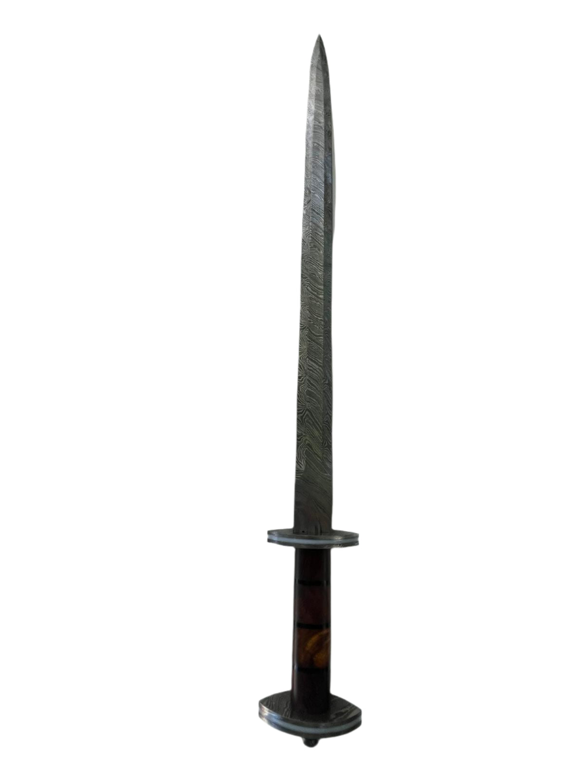 Damascus Short Sword – Pakkawood Handle & Leather SheathSheath