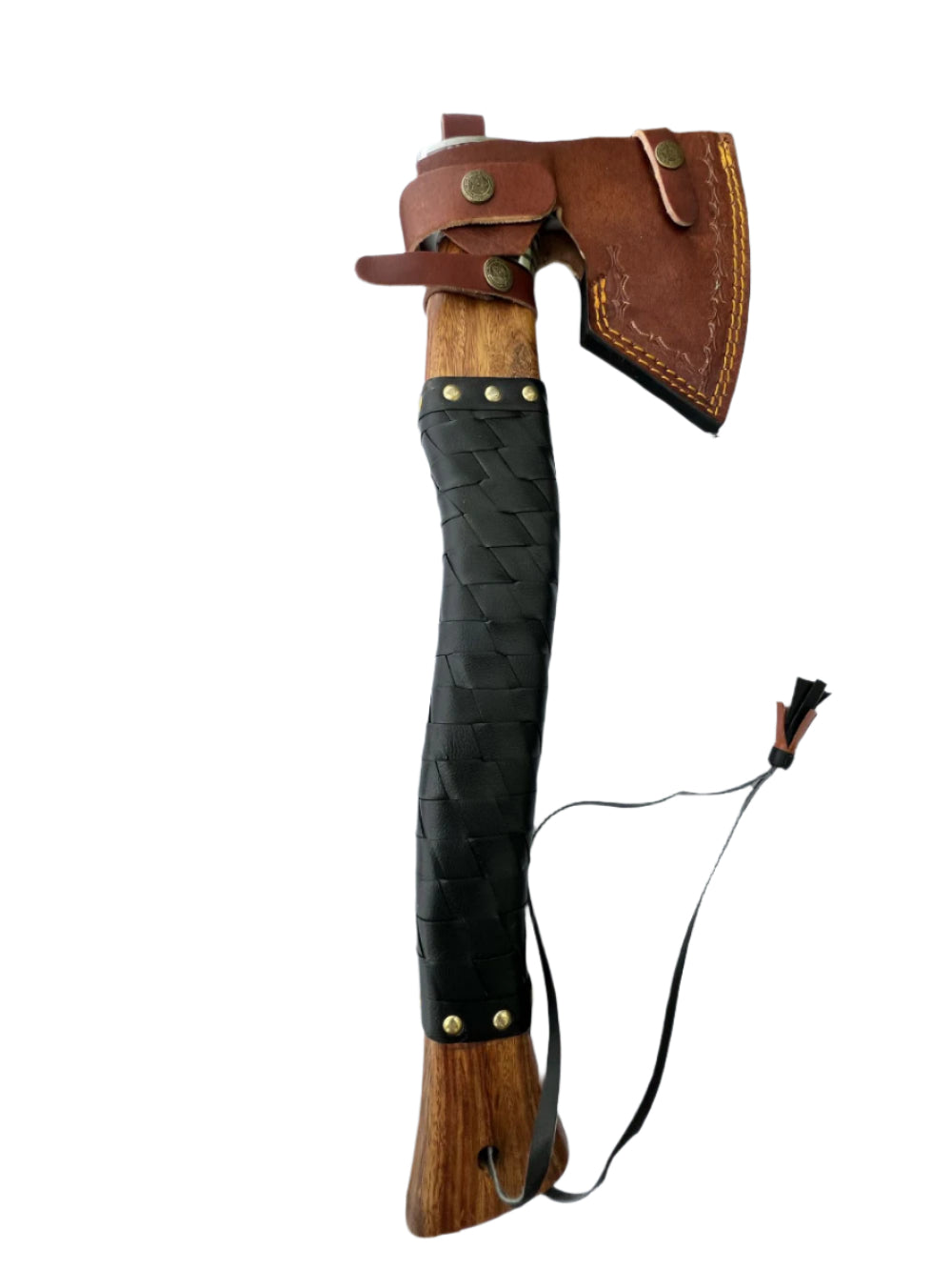 Handmade Viking Axe – Damascus Style Head and Leather Grip