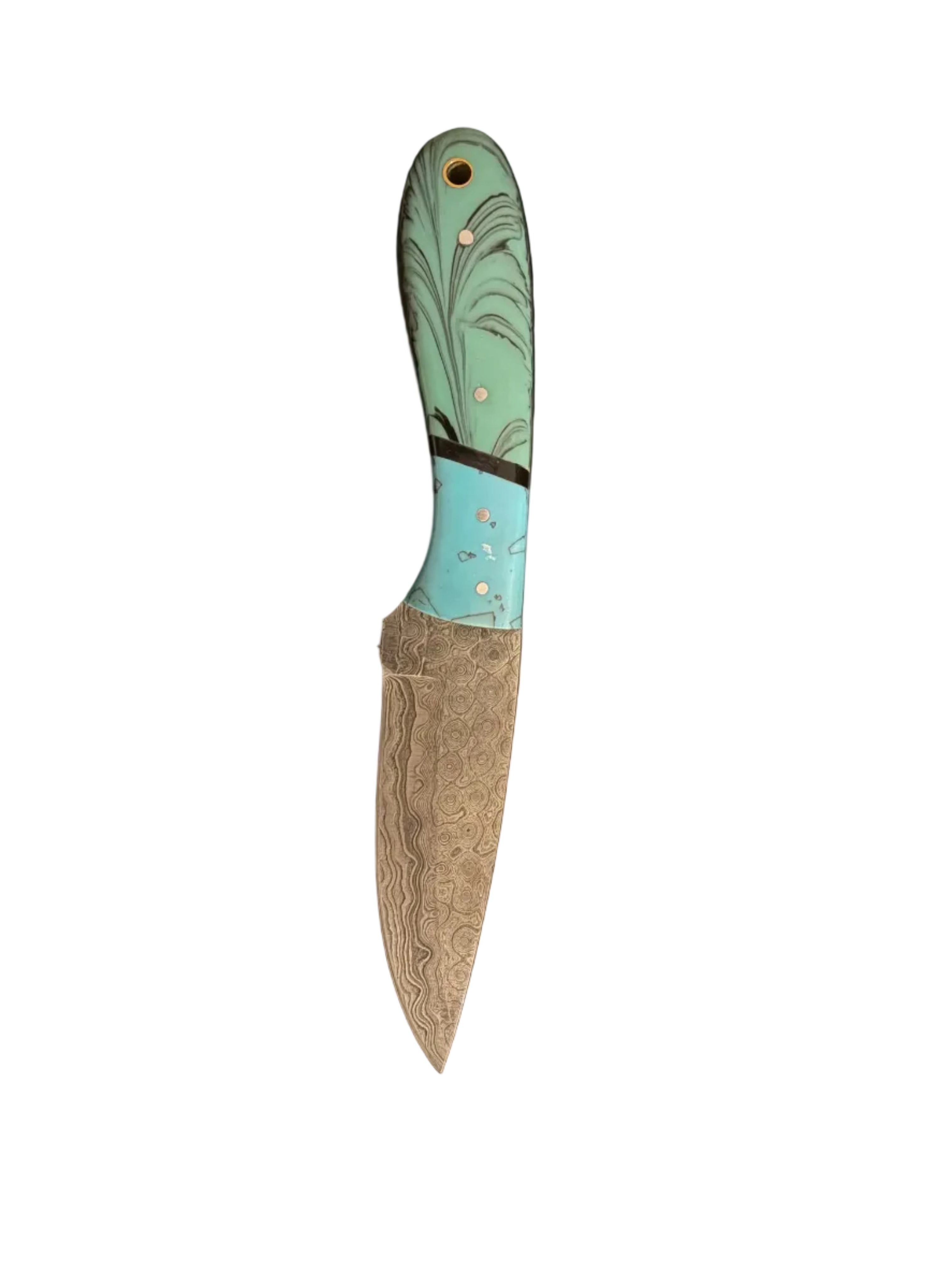 Premium Damascus Steel Hunting Knife with blue handle