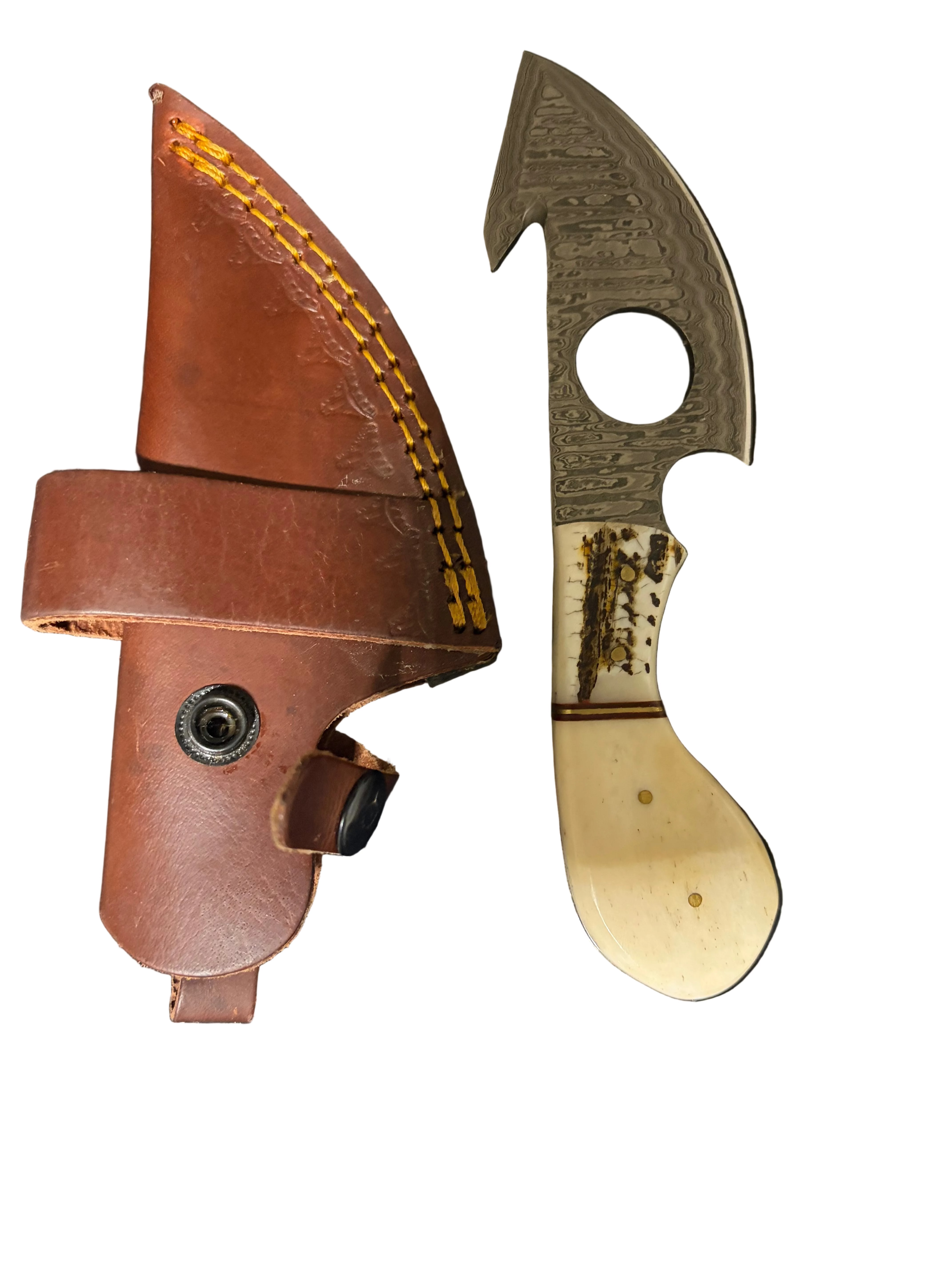 Damascus Talon Hunter – Ivory and Stag Handle Edition