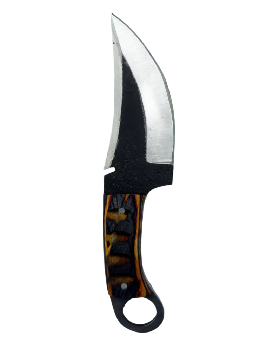 Hand-Forged Hunting Knife with Full Tang and Wood Handle