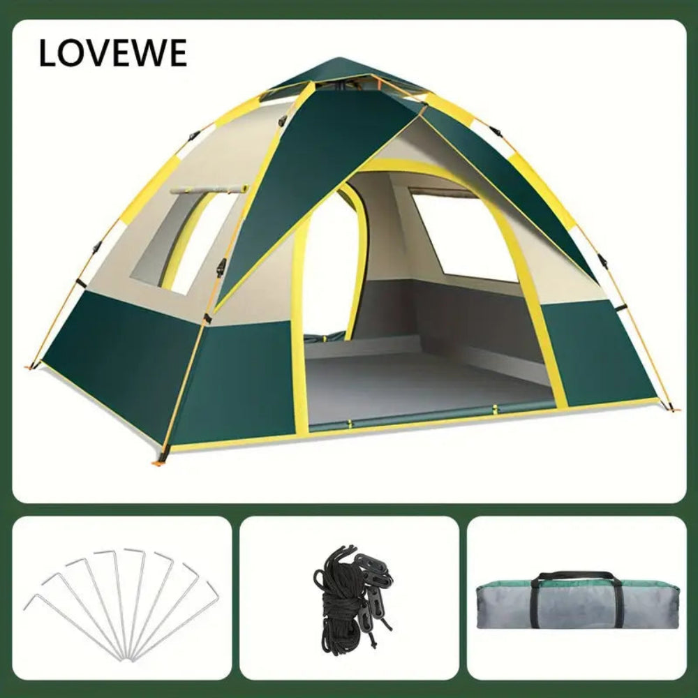 Compact Pop-Up Tent 3–4 People – Waterproof & Sun Protected