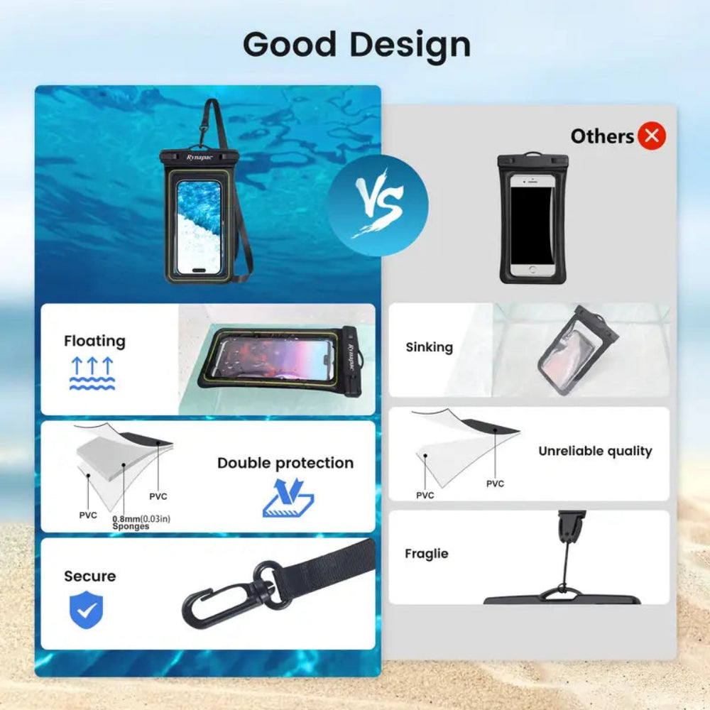 Rynapac Waterproof Phone Case + Survival Whistle Combo Pack