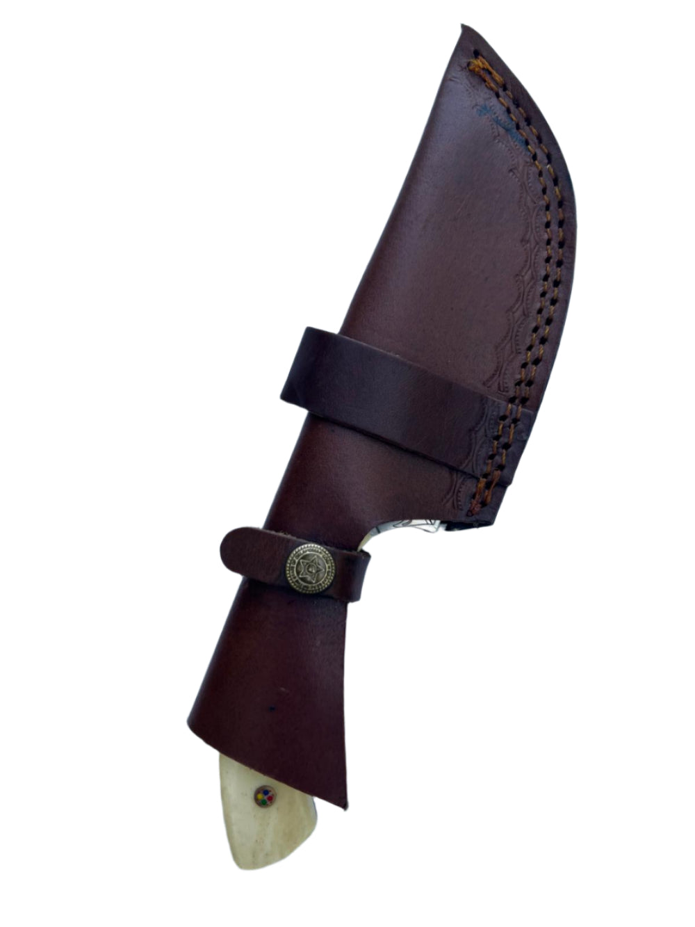 Handcrafted Hunting Knife with Engraved Wildlife Blade and Bone Handle