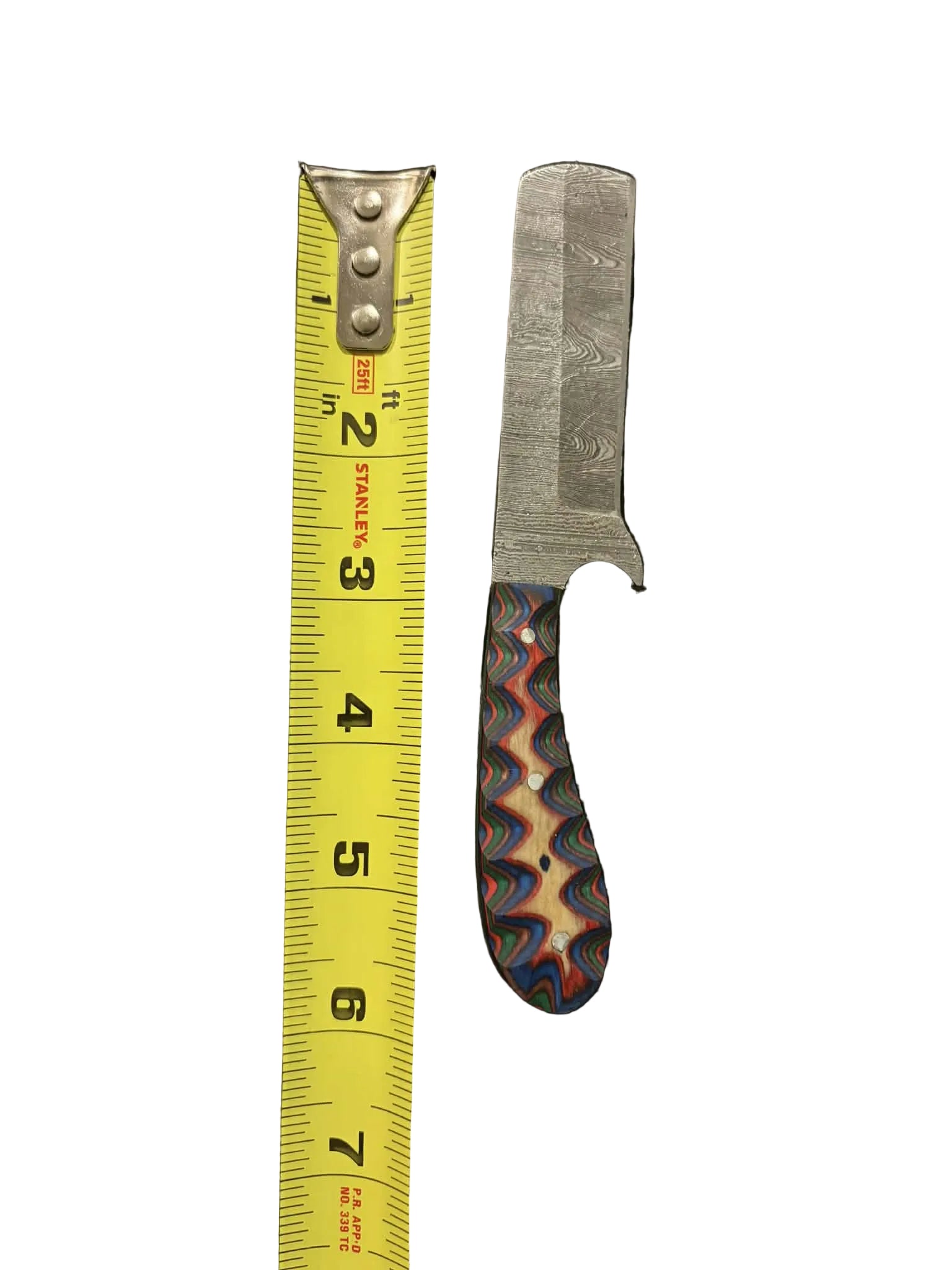 Handcrafted Patterned Steel Knife with Artisan Leather Sheath