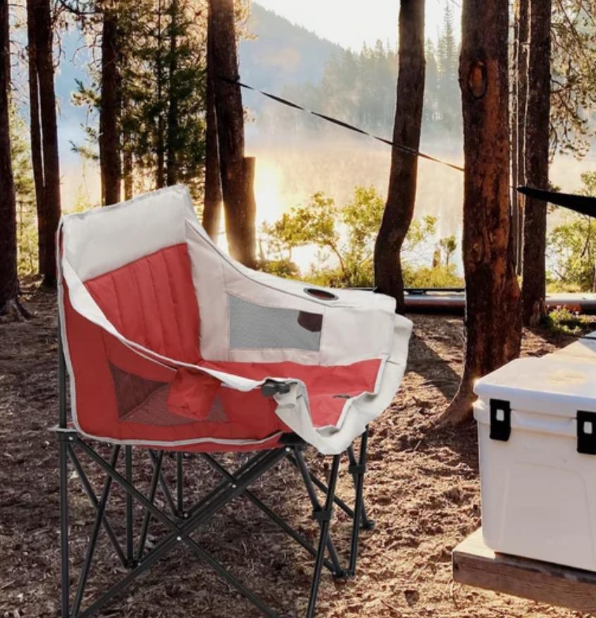2-Person Folding Camp Chair with Armrest & Drink Holders
