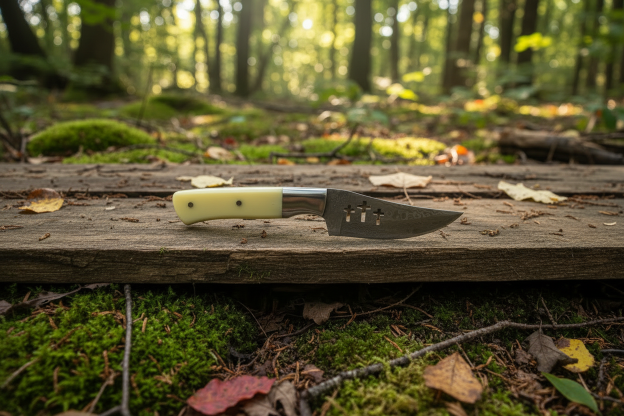 5” Triple Cross Ivory Damascus Full Belly Hunter