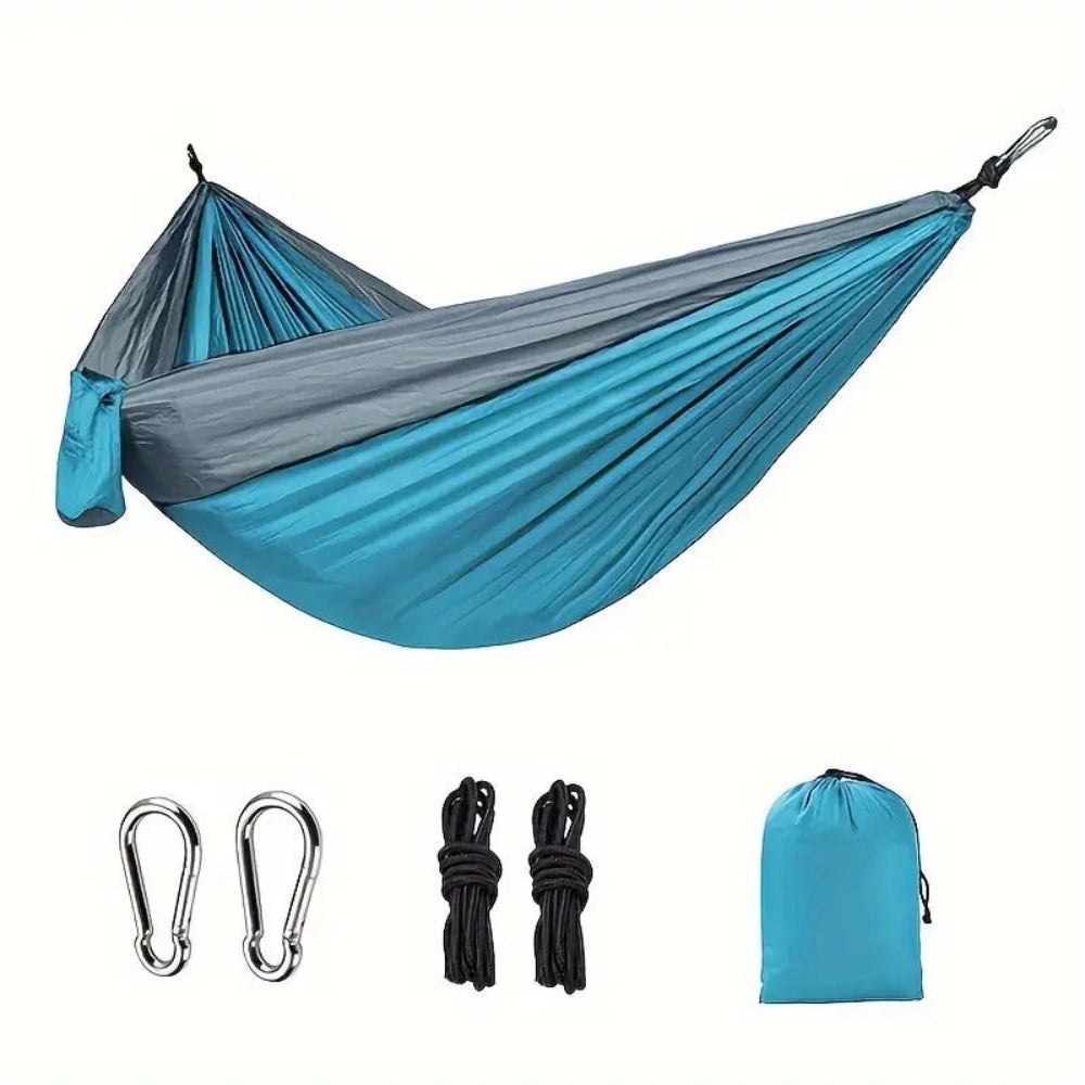 Blue Camping Hammock with Straps – Lightweight Nylon 2-Person