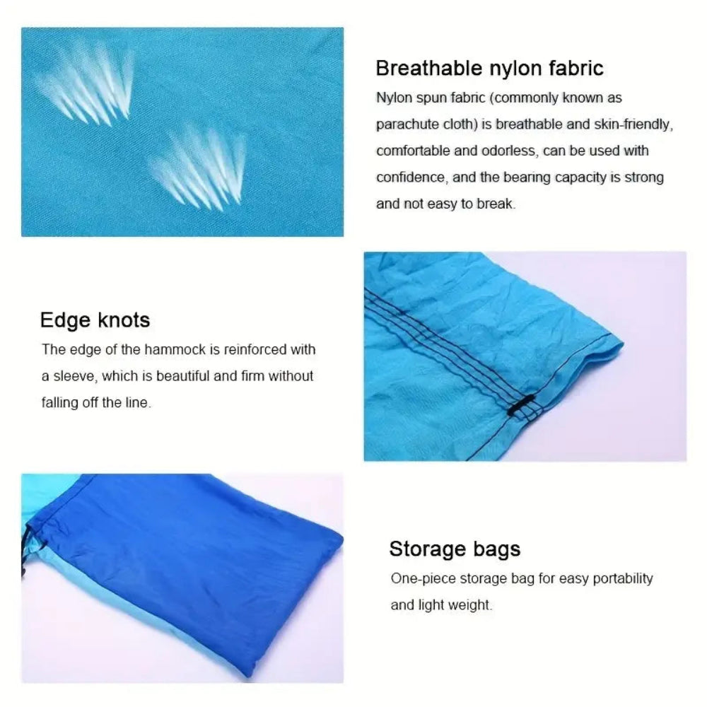Blue Camping Hammock with Straps – Lightweight Nylon 2-Person