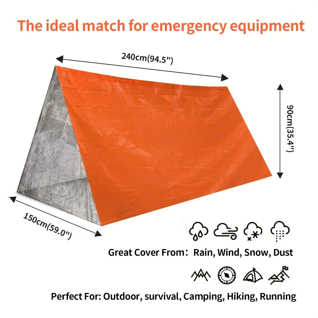 Emergency Mylar Survival Tent – Compact Shelter for 2 Adults