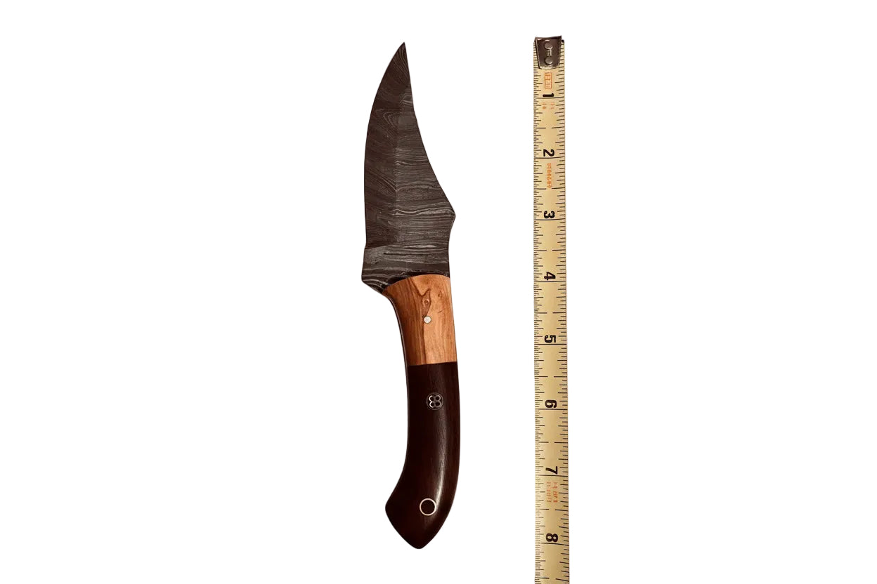 Handmade Damascus Steel Knife with Leather Sheath