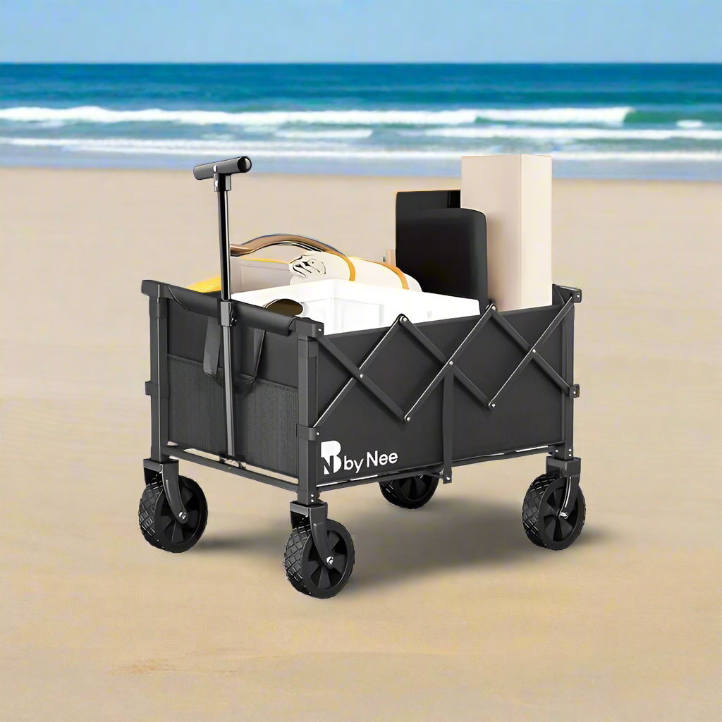 Foldable Utility Wagon Cart with 360° Wheels – 300 lbs Capacity