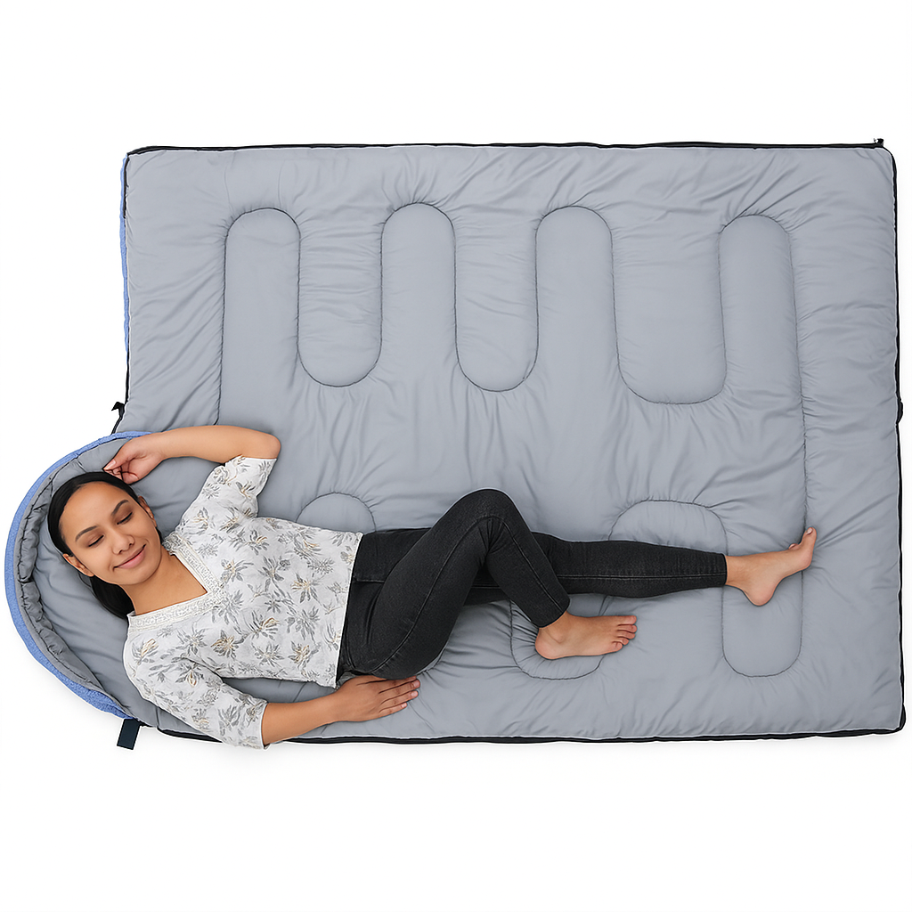 Lightweight Blue Waterproof Sleeping Bag for Camping & Hiking