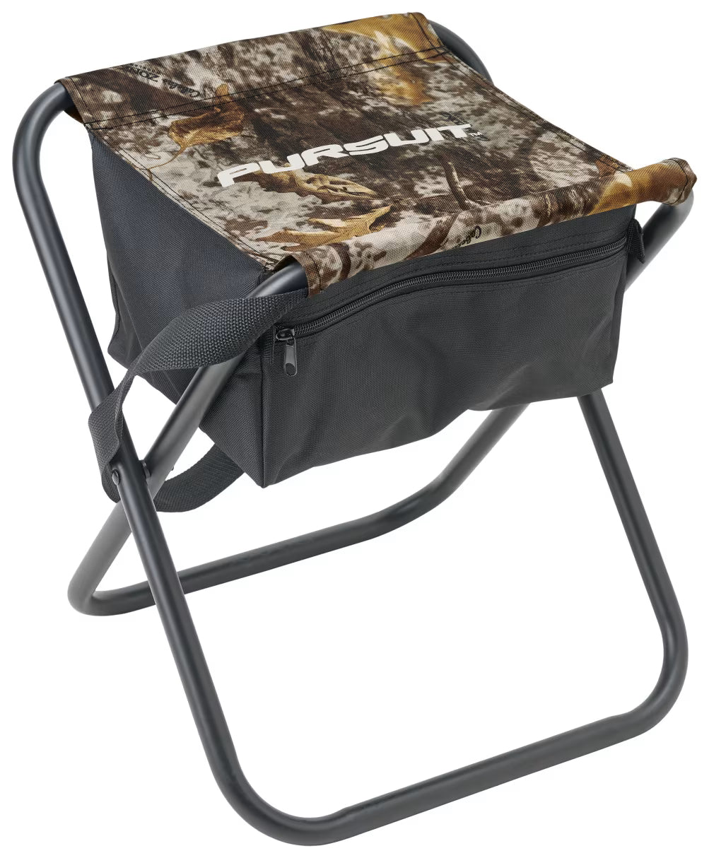 Pursuit Camo Folding Stool with Cooler Bag – Portable Outdoor Seat